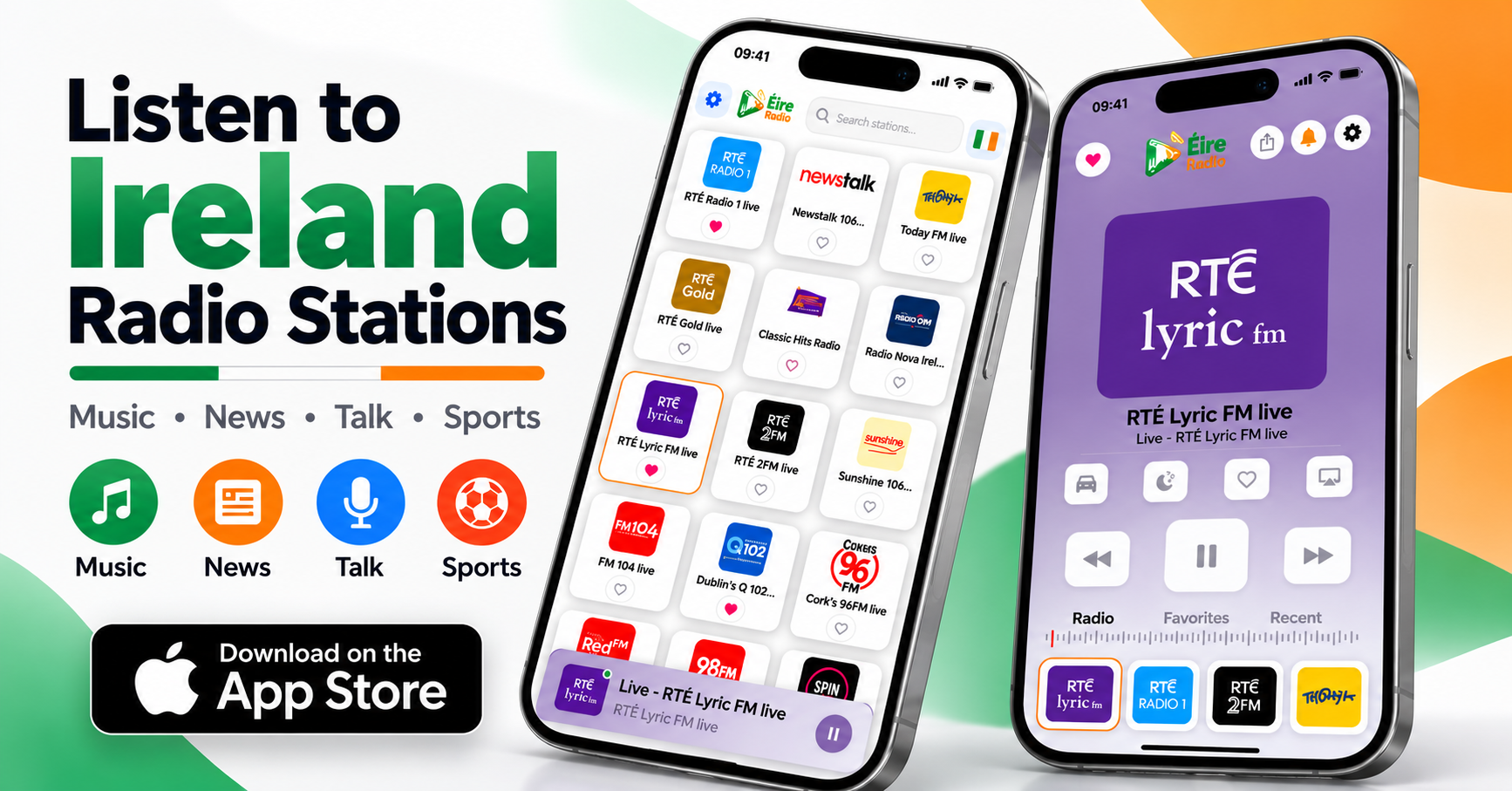 Generated wide Irish Radio promotional banner